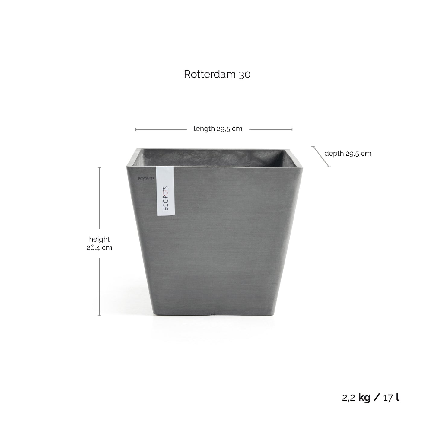 ECOPOTS Rotterdam 30 cm - blómapottur