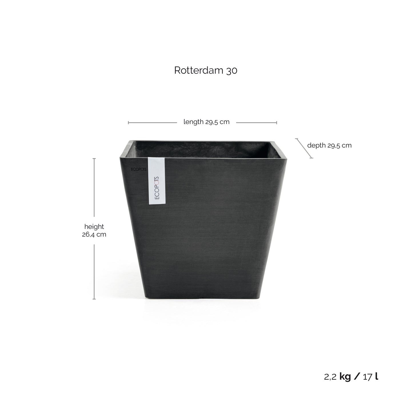 ECOPOTS Rotterdam 30 cm - blómapottur