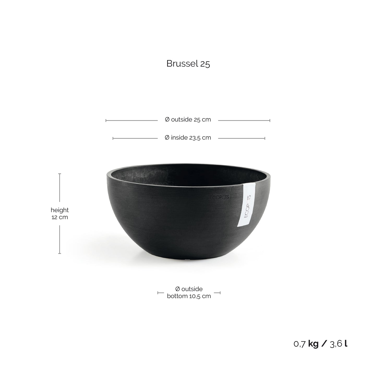 ECOPOTS Brussels 25 cm - blómapottur