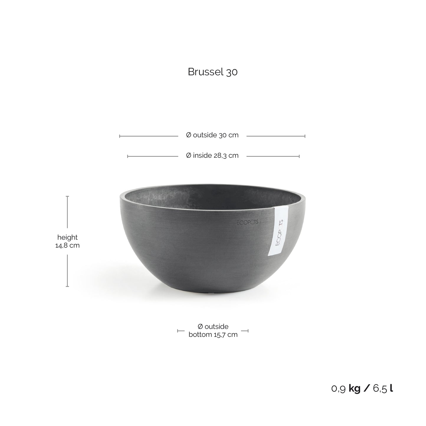 ECOPOTS Brussels 30 cm - blómapottur