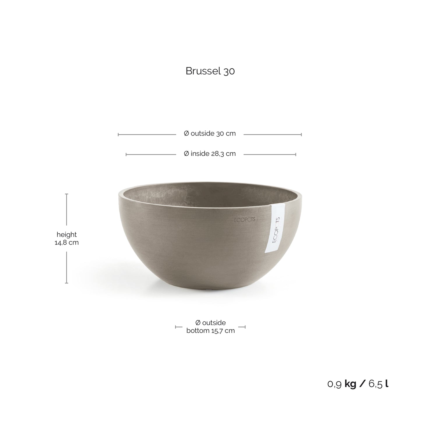 ECOPOTS Brussels 30 cm - blómapottur