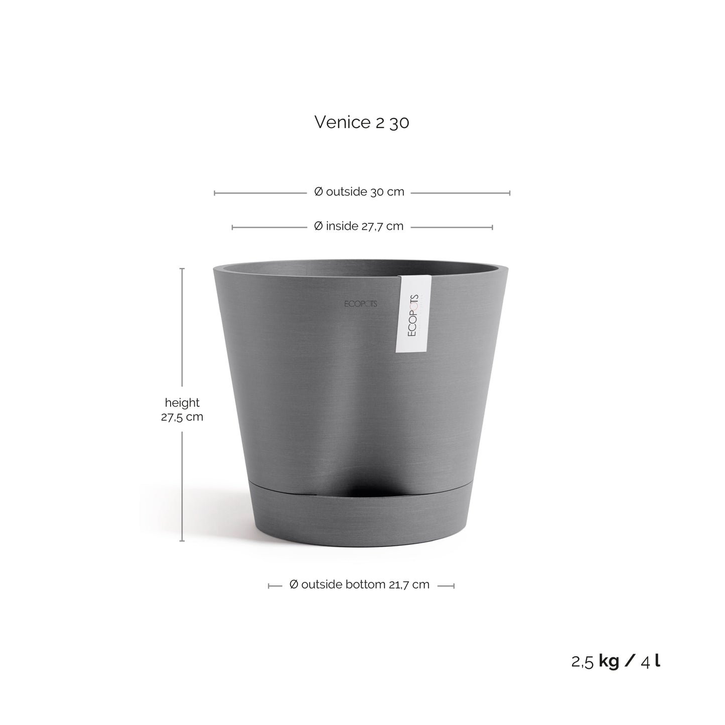 ECOPOTS Venice 30 cm - blómapottur