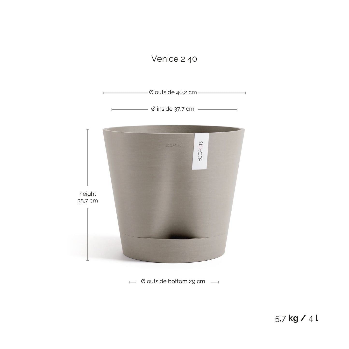 ECOPOTS Venice 40 cm - blómapottur