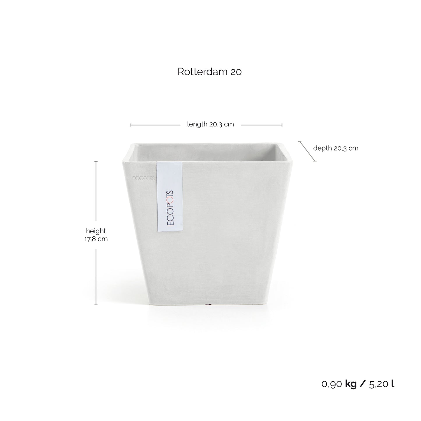 ECOPOTS Rotterdam 20 cm - blómapottur